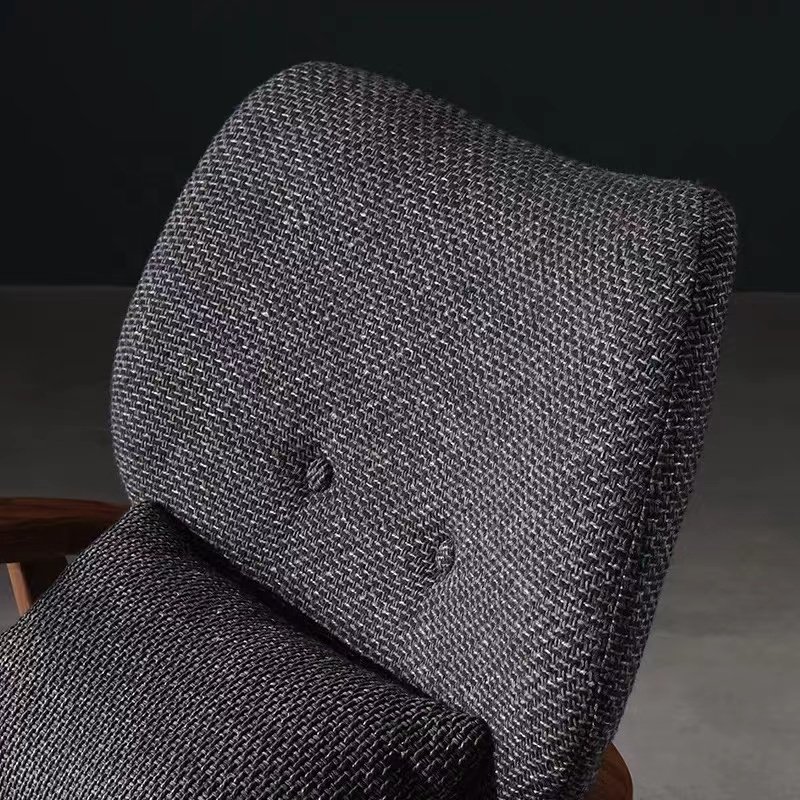 American Style Hotel Cafe Armchair Wooden Single Leisure Chaise Lounge Chairs Living Room Sofas With Fabric Upholstery