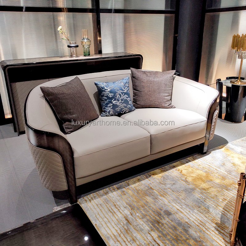 2024 latest design brands furniture living room sofa cream white genuine leather 3 seater sofa modern luxury couches