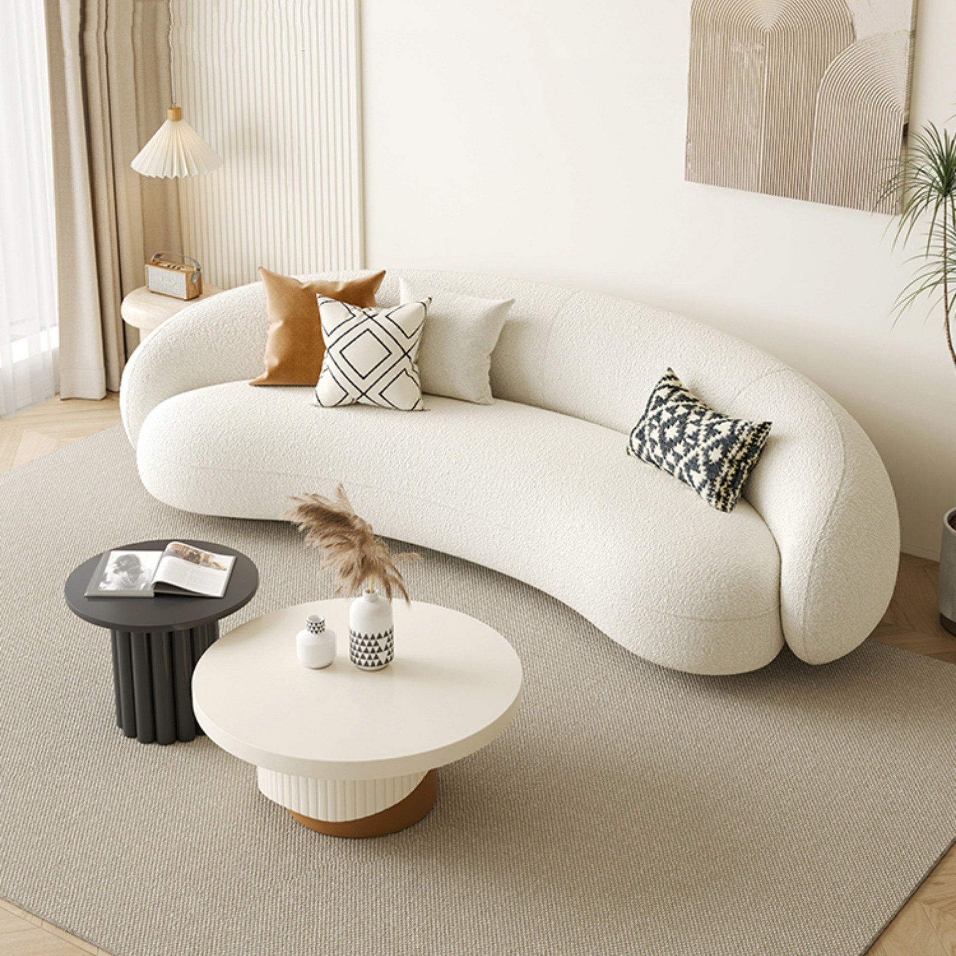 High Quality Crystal cream velvet curved sofa set living room sofas white velvet 2 seater velvet sofa