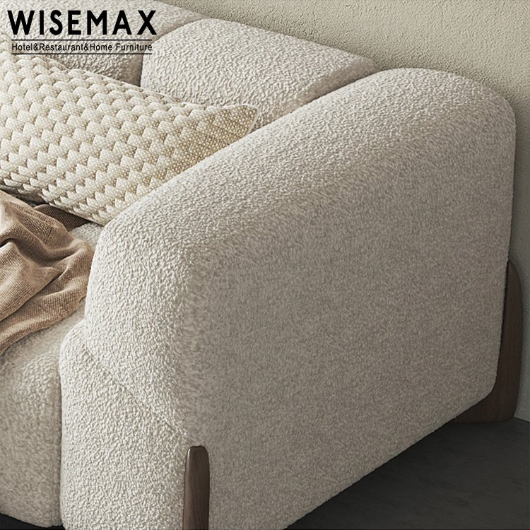 WISEMAX FURNITURE Luxury Italian style living room sofa wood leg home furniture set teddy fabric sofa