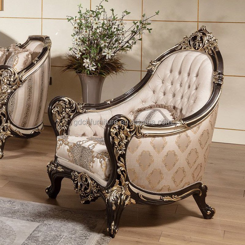 American style solid wood carved sofa European style villa palace living room fabric sofa customized wooden furniture