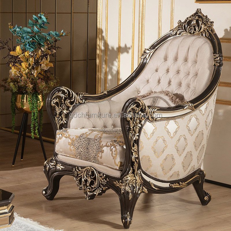 American style solid wood carved sofa European style villa palace living room fabric sofa customized wooden furniture