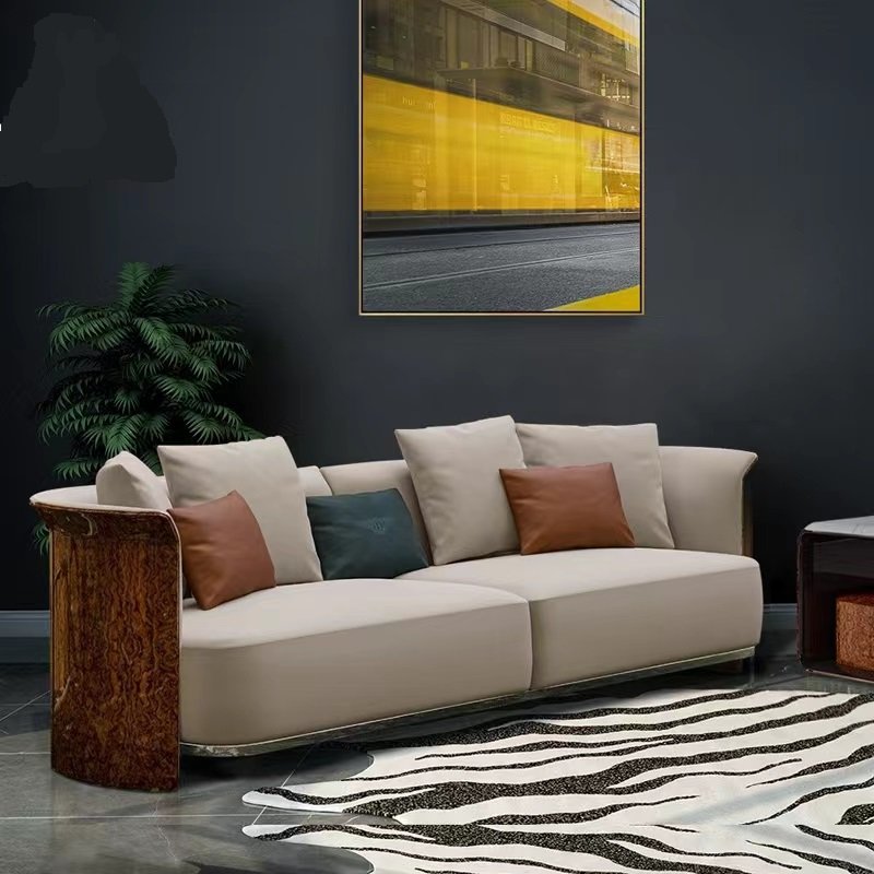 Good Quality Ramsey Luxurious Loveseat Living Room Sofa Wood Veneer Expensive Brands Modern Leather Luxury Sofa