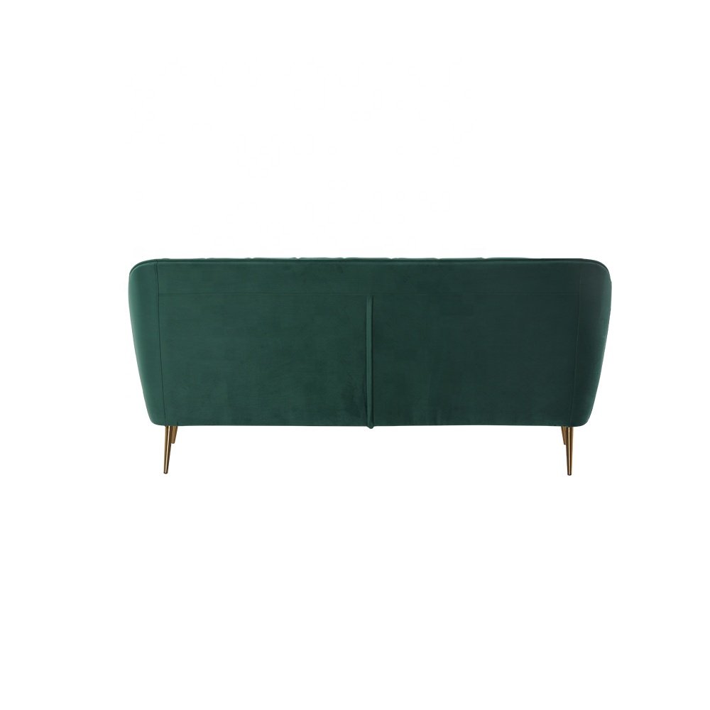 Modern stylish green velvet comfortable sitting feeling gold metal leg living room sofa set