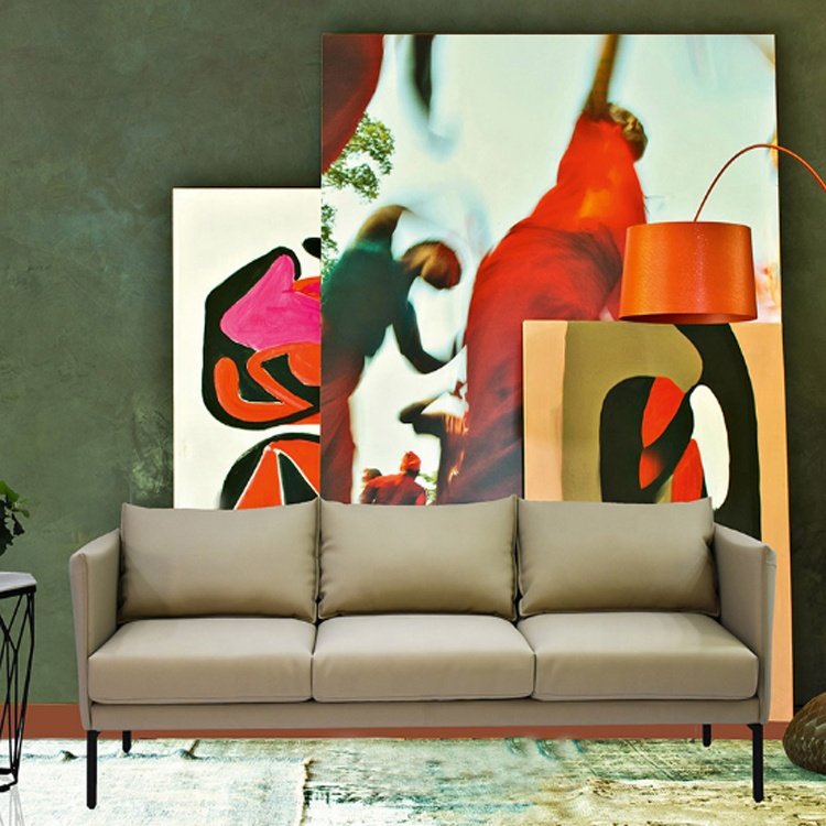 Germany brown leather BONANZA 1940`s vip design CKD TV home living room sofas furniture