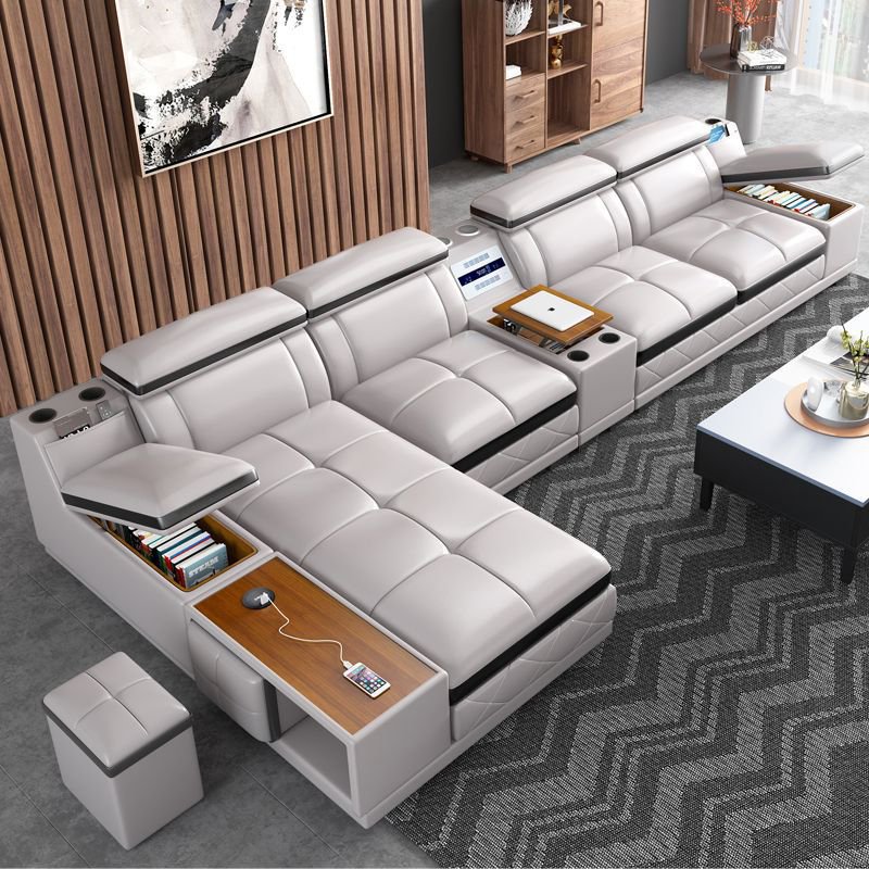 New Design Modern Villa Lounge Sectional Couch Living Room Sofa Set Furniture Living Room Modular L Shape Corner Leather Sofa