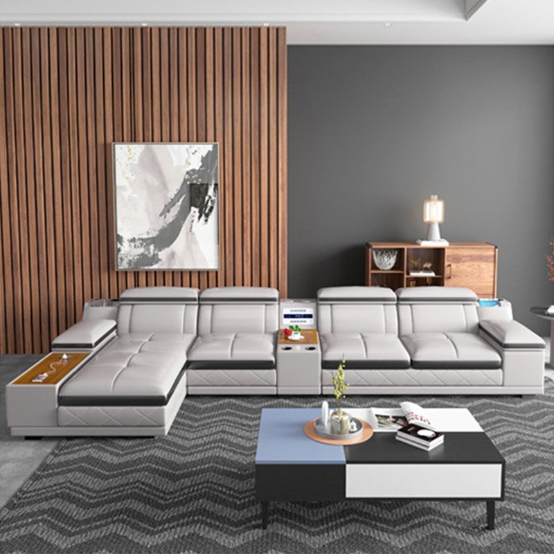 New Design Modern Villa Lounge Sectional Couch Living Room Sofa Set Furniture Living Room Modular L Shape Corner Leather Sofa