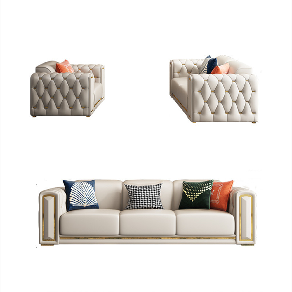 Luxury Leather Tufted Living Room Sofa Sets Combination Living Room Lounges with neck pack adjustable