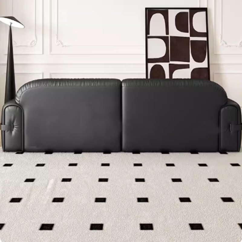 SUKE Luxury American style Pure Black genuine Leather sofa Set Retro modular Straight Row sectional couch Living Room Sofas