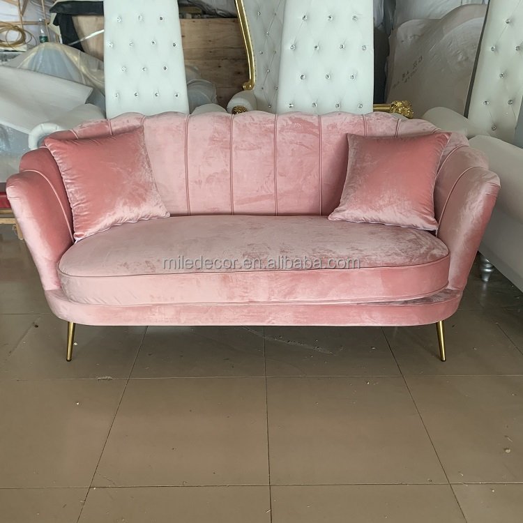 Modern Velvet Living Room Sofa Party Lounge Decoration Pink Couches Wedding Velvet Sofa