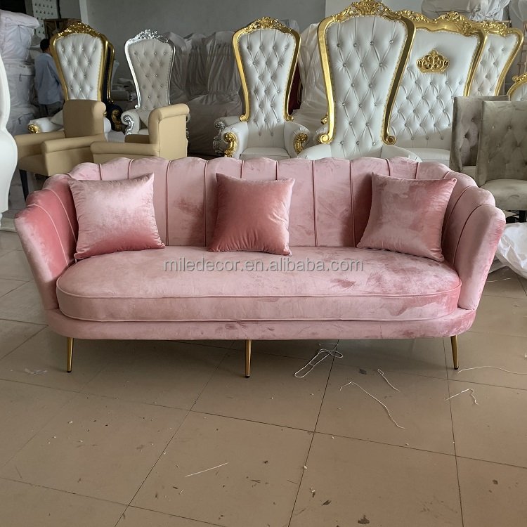 Modern Velvet Living Room Sofa Party Lounge Decoration Pink Couches Wedding Velvet Sofa