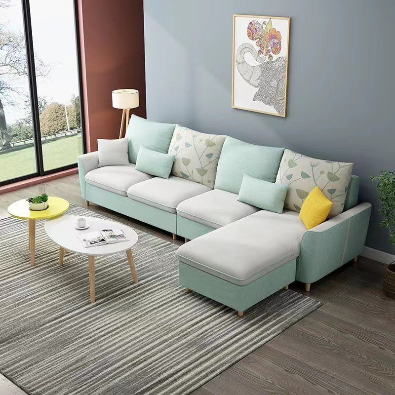 Nordic Type Modern simple design Sectional Sofa For Living Room Furniture Wooden Frame Sofa Set I Shape