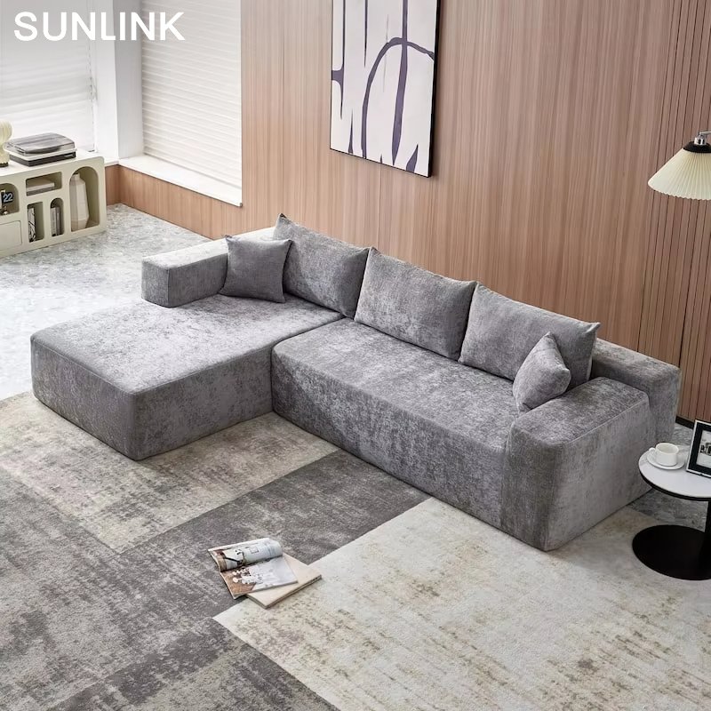 Living Room Compressed Sofa In Box Couches Modern Living Room Sofa Corduroy Fabric Sectional Compressed Vacuum Packed Sofa Set