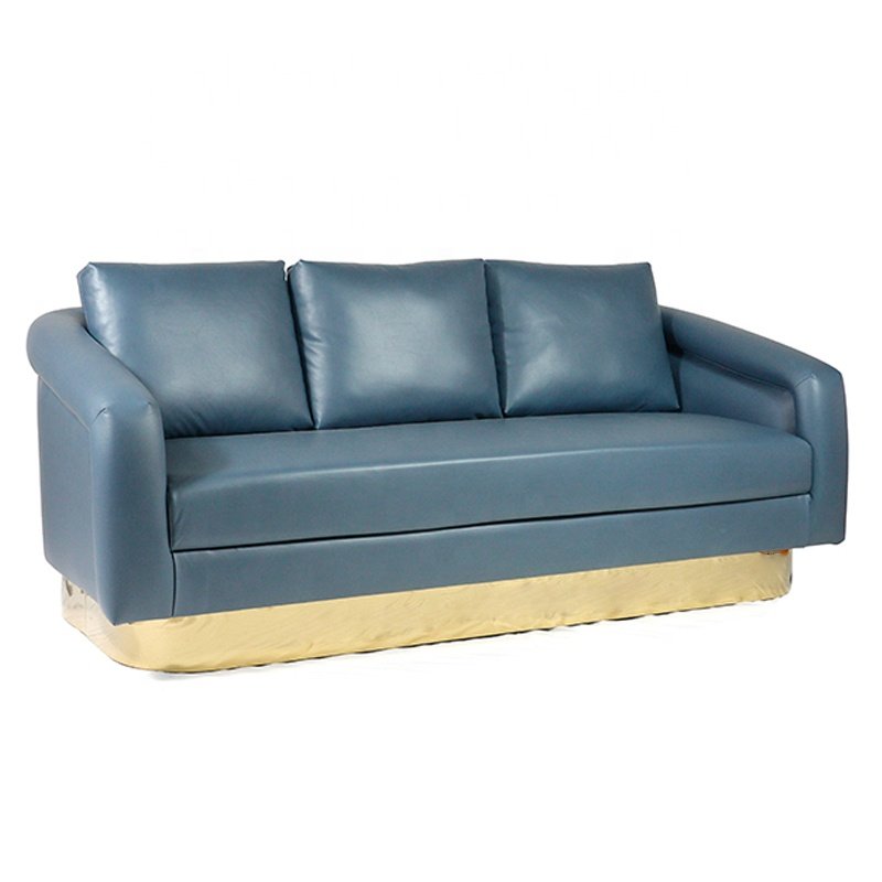 Modern Luxury Blue 3 Seater Leather Sofa Living Room Furniture Villas Homes Bedrooms Malls Soft Sectional Floor Couches