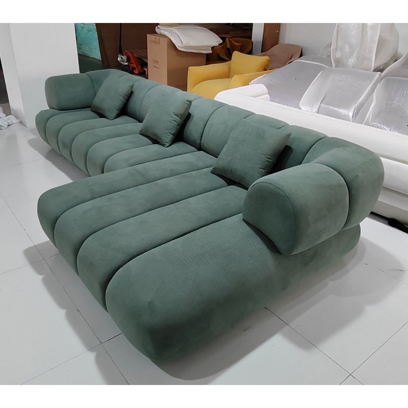 Modern Corner L Shape Luxury Couch Sitting Home Furniture Lounge Living Room Leisure Teddy velvet Modular Sectional Sofa Set