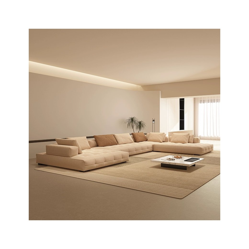 High-quality living room Khaki sofa set furniture Modern Scrub cloth sofa set living room sofa