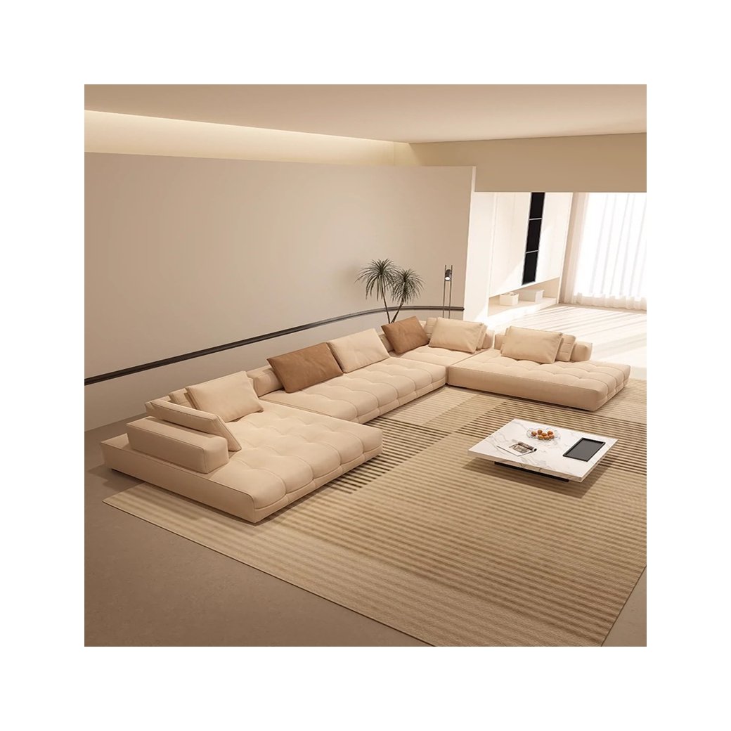 High-quality living room Khaki sofa set furniture Modern Scrub cloth sofa set living room sofa
