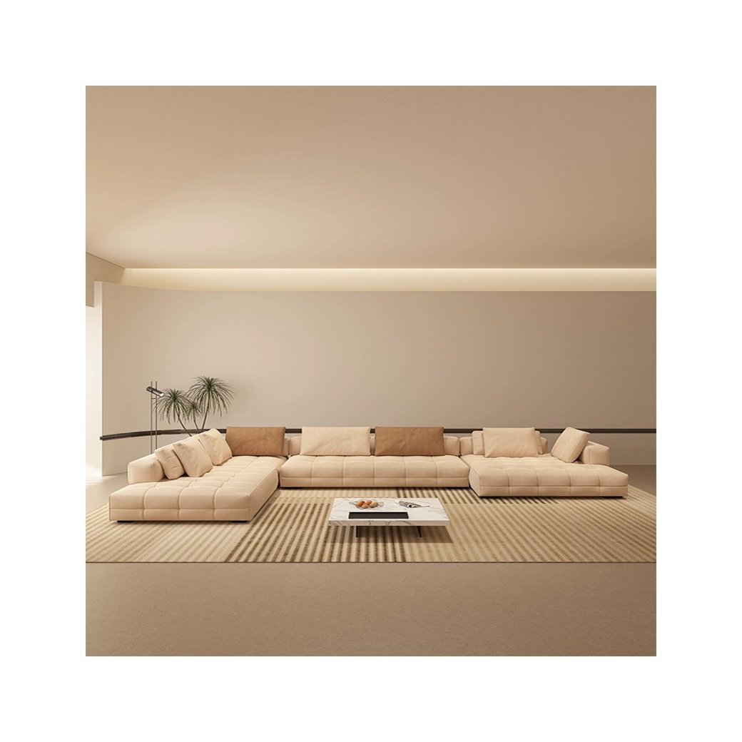 High-quality living room Khaki sofa set furniture Modern Scrub cloth sofa set living room sofa