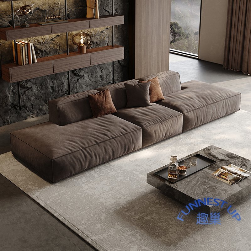 Black Tofu Block Fabric Sofa Module Free Sectional Sofa set Furniture Light Luxury Italian minimalist Vertical Living Room Sofas