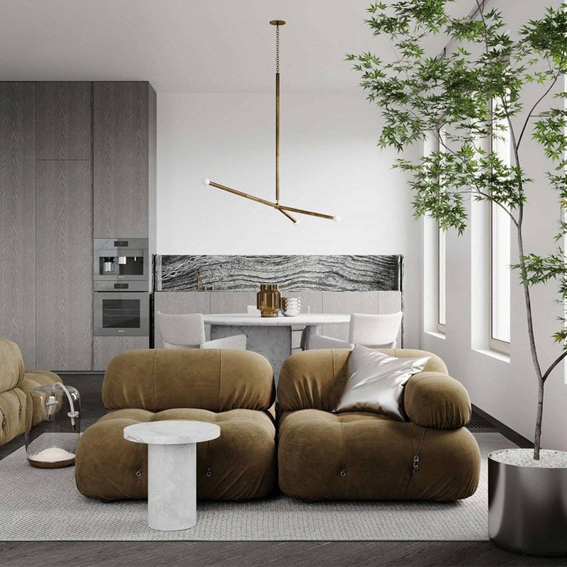 Mid century classical velvet sofa design furniture sectional sofa for living room Bellini leisure combination sofa