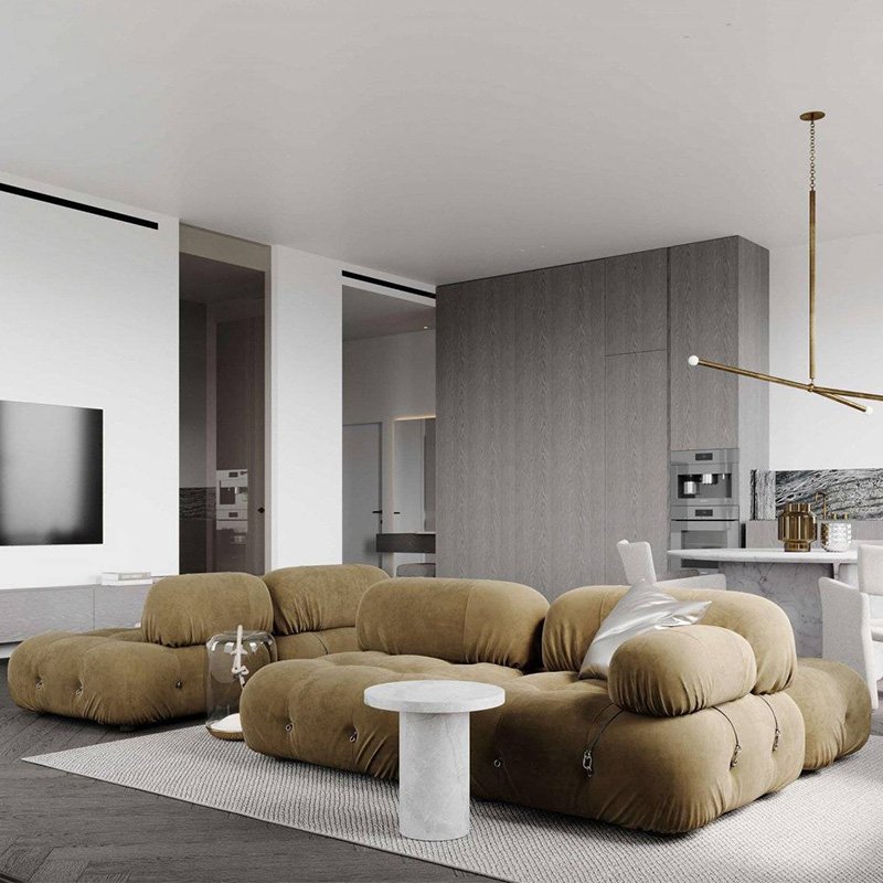Mid century classical velvet sofa design furniture sectional sofa for living room Bellini leisure combination sofa