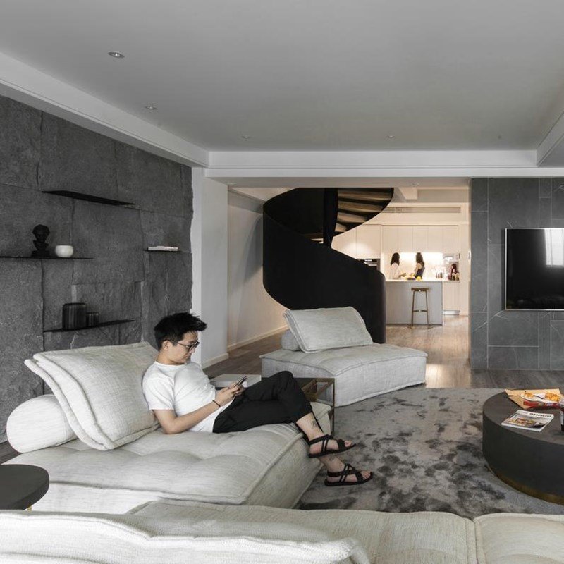 Nordic style modern home furniture fabric lazy lounge chair set sofa tatami living room tofu block sofas MDF