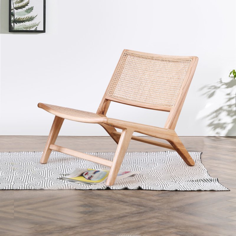 Dreamhause Recliner Nordic Balcony Home Leisure Lounge Chair Bedroom Lazy Sofa Chairs Wood Rattan Chairs