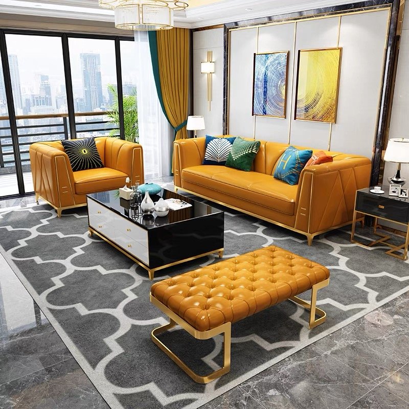 Hot Sale Modern Leather Sofa Set Home Furniture Luxury 3+2+1 Sofa Set leather Italian L shape Living Room Sofas