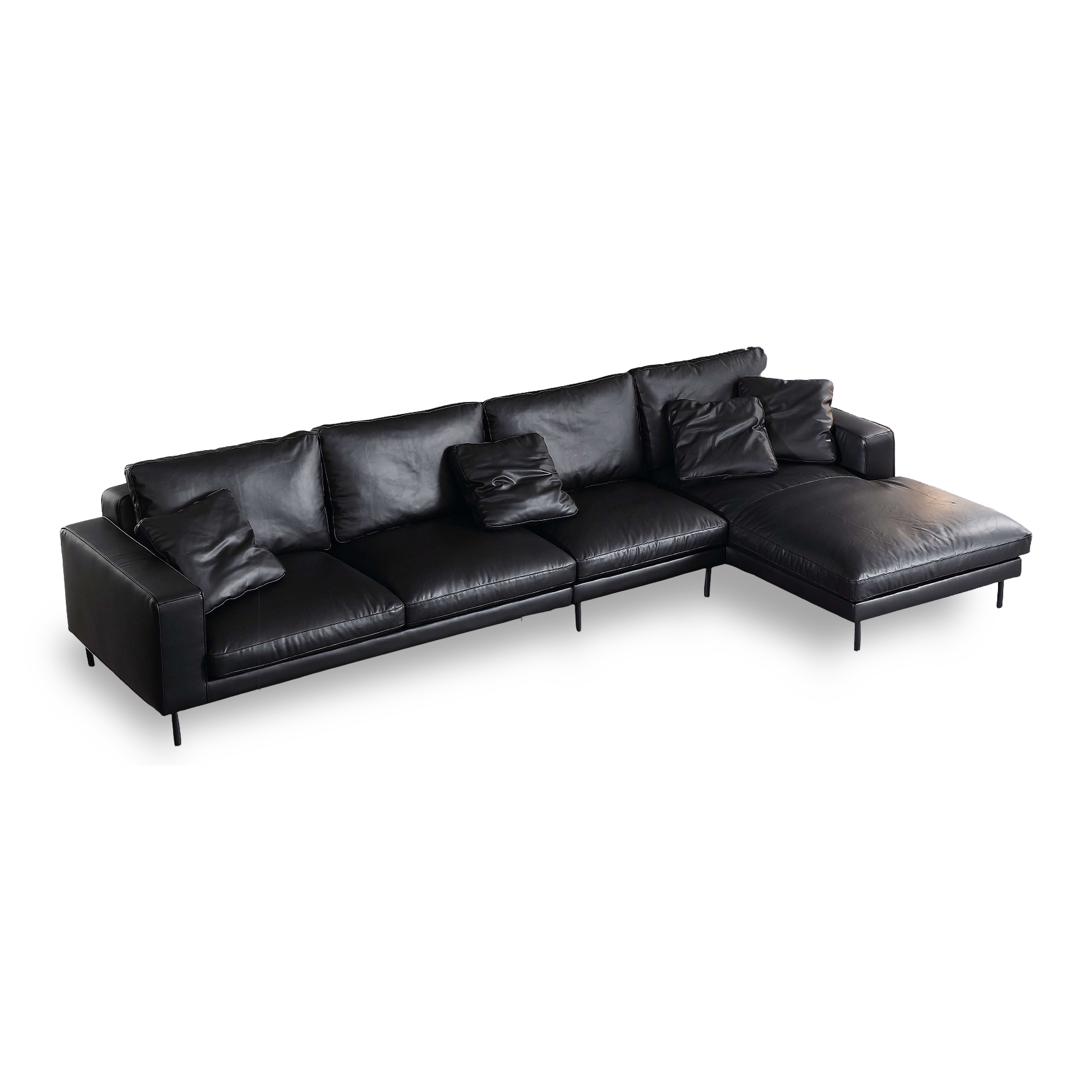 Kabasa 4 Seat and Long Chair L Shape Modular Corner Sofa Top Grain Leather Beige Home Furniture Sofa Set GENUINE Leather Modern