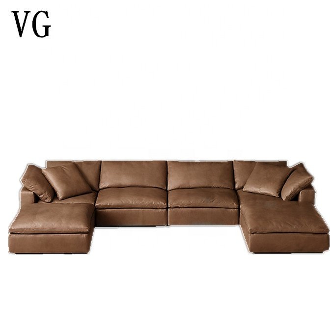 Leisure modular leather sofa comfortable durable deep sofa contemporary living room sofas