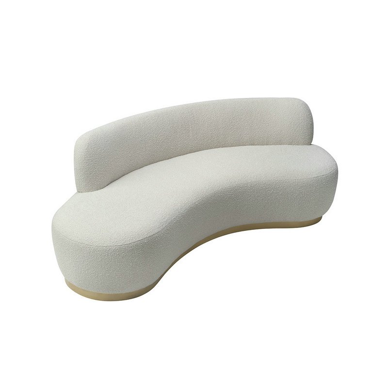 Luxury Italian Modern Designer Velvet Sasha Sofa White Boucle 3 Seater Curved Couch Set Fabric Arc Shape Living Room Sofas