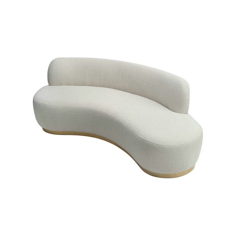 Luxury Italian Modern Designer Velvet Sasha Sofa White Boucle 3 Seater Curved Couch Set Fabric Arc Shape Living Room Sofas