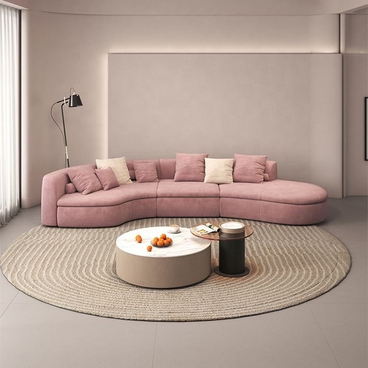 Contemporary combination Italian white home sofa Corner velvet sofa Living room modern beautiful sofa