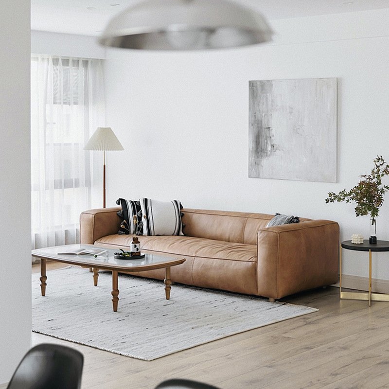 Customized Classic living room hotel furniture genuine leather sofa full top grain leather vintage sofa for hotel