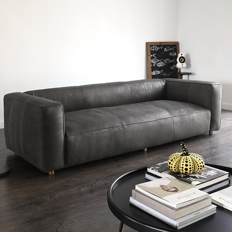 Customized Classic living room hotel furniture genuine leather sofa full top grain leather vintage sofa for hotel
