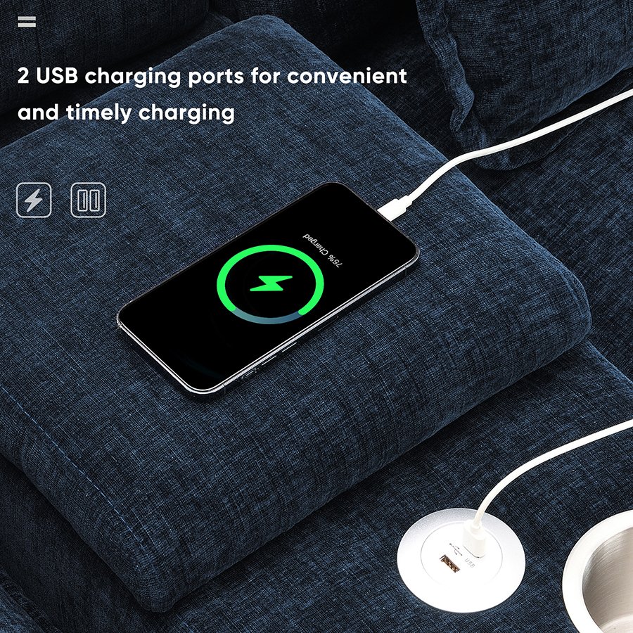 Living Room Sofa Multifunctional Convertible Sofa Leather Fabric Couch Sleeper Usb Charge With Storage Space