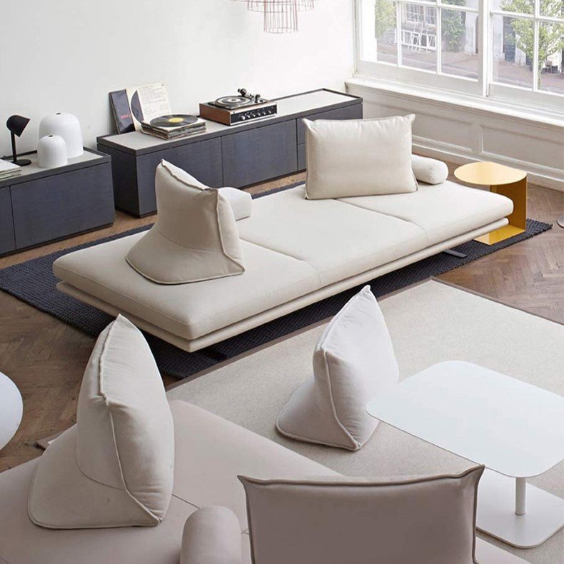 OKF Italian minimalist apartment cotton and linen fabric latest sofa design modern furniture lounge living room sofa