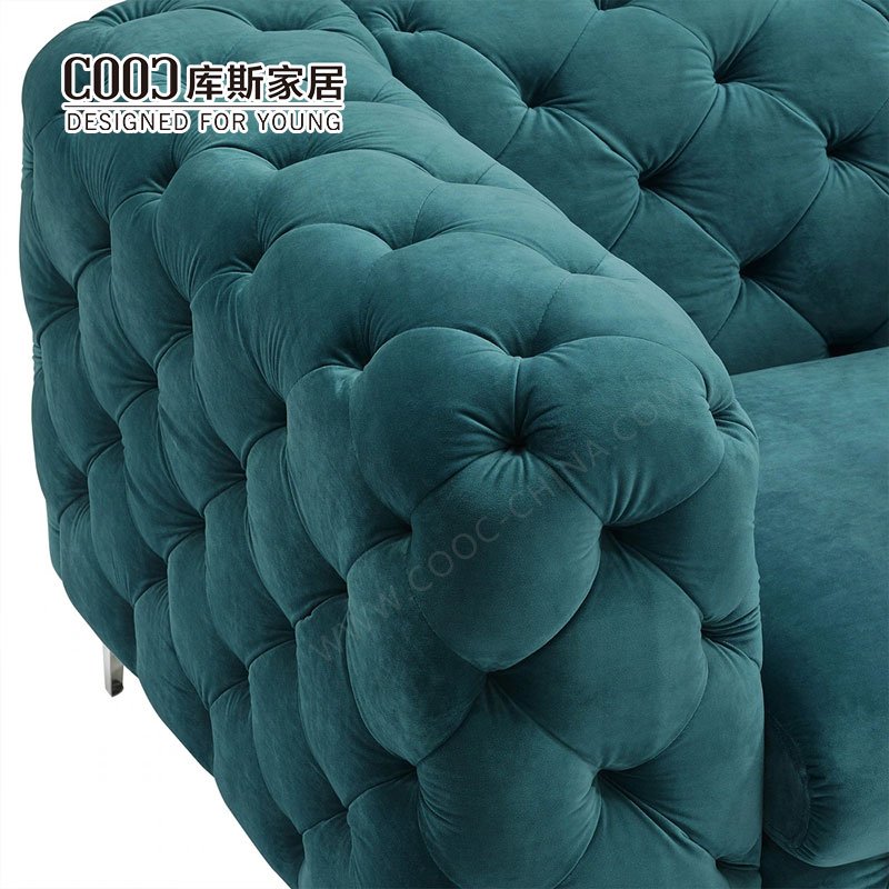 Green Fabric Chesterfield Design Modern Luxury Home Living Room Furniture Couch Velvet Sofa Set