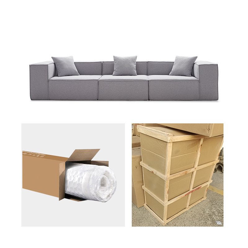 Vacuum Compressed Sofa Home Furniture Living Room Sofa Filling High Density Foam 6 Seats Washable Fabric Sofa Set
