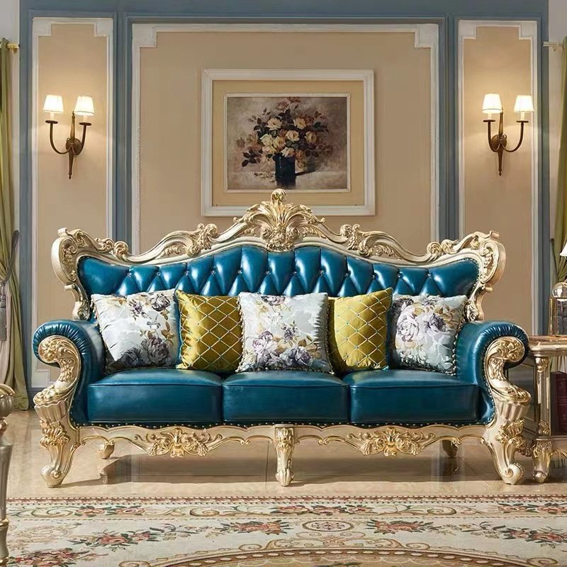 High End Royal Sofas Elegant Luxury Genuine Sofa Home Furniture European Living Room Design Lounge Couch Sets 7 Seater Sofa Set