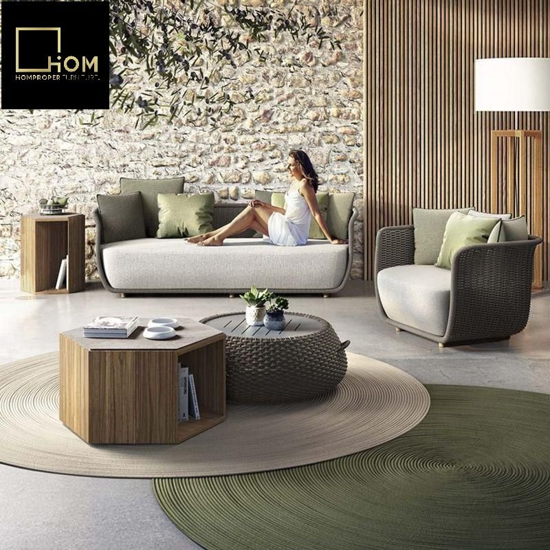 Outdoor Customized Sofa Patio Villa Leisure Furniture Open-air Sunproof Outdoor Terrace Garden Rattan Sofa Set