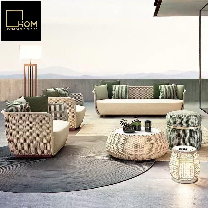Outdoor Customized Sofa Patio Villa Leisure Furniture Open-air Sunproof Outdoor Terrace Garden Rattan Sofa Set