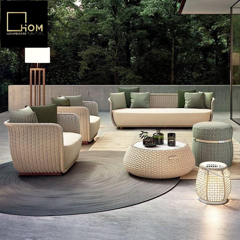 Outdoor Customized Sofa Patio Villa Leisure Furniture Open-air Sunproof Outdoor Terrace Garden Rattan Sofa Set