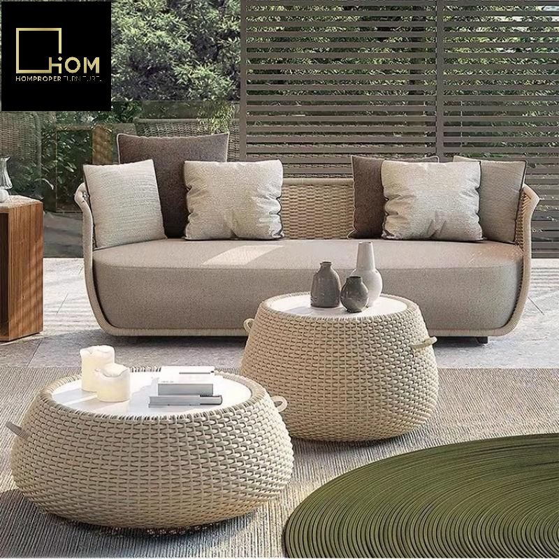 Outdoor Customized Sofa Patio Villa Leisure Furniture Open-air Sunproof Outdoor Terrace Garden Rattan Sofa Set