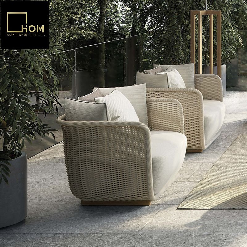 Outdoor Customized Sofa Patio Villa Leisure Furniture Open-air Sunproof Outdoor Terrace Garden Rattan Sofa Set