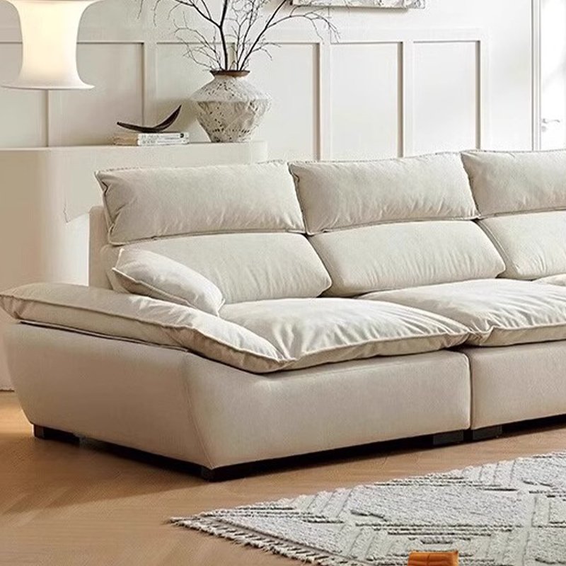 Cheap simple three-person in-line sailing sofa, removable backrest, lightweight luxury leather living room sofa