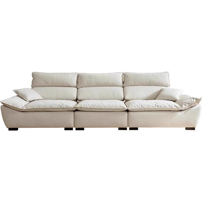 Cheap simple three-person in-line sailing sofa, removable backrest, lightweight luxury leather living room sofa