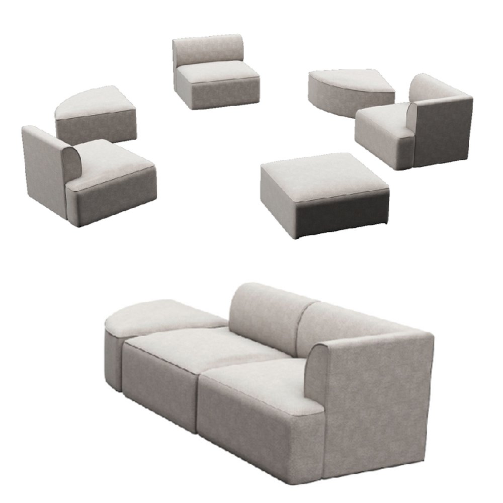 Saien Factory Newly Launched Modern Design Module Sofas 6-piece Set White Couch Living Room Sofa for Adult