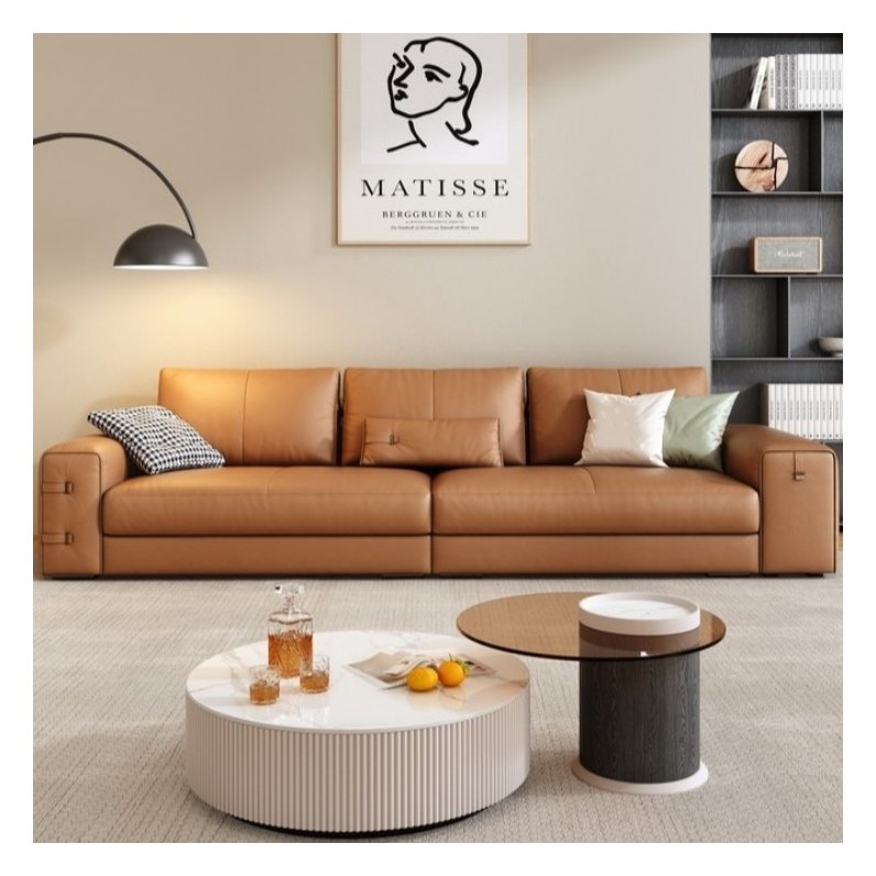 Hot Sale Italian genuine 2 seater latex sofa set modern Nordic couch sofa top layer cowhide leather sofa