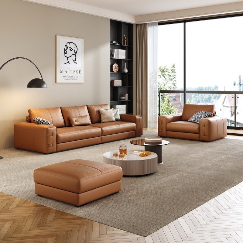 Hot Sale Italian genuine 2 seater latex sofa set modern Nordic couch sofa top layer cowhide leather sofa